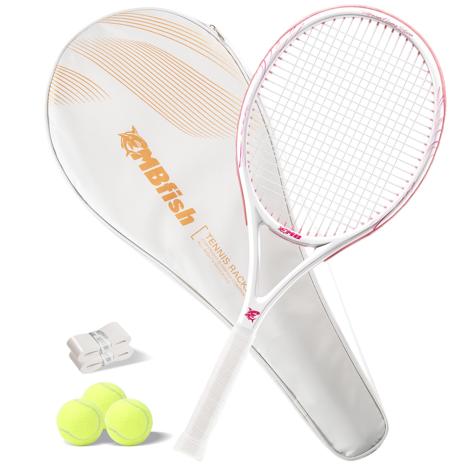 CourtTheory Pro Tennis Set with 27-inch racquet, overgrips, and carrying bag, ideal for tennis players.