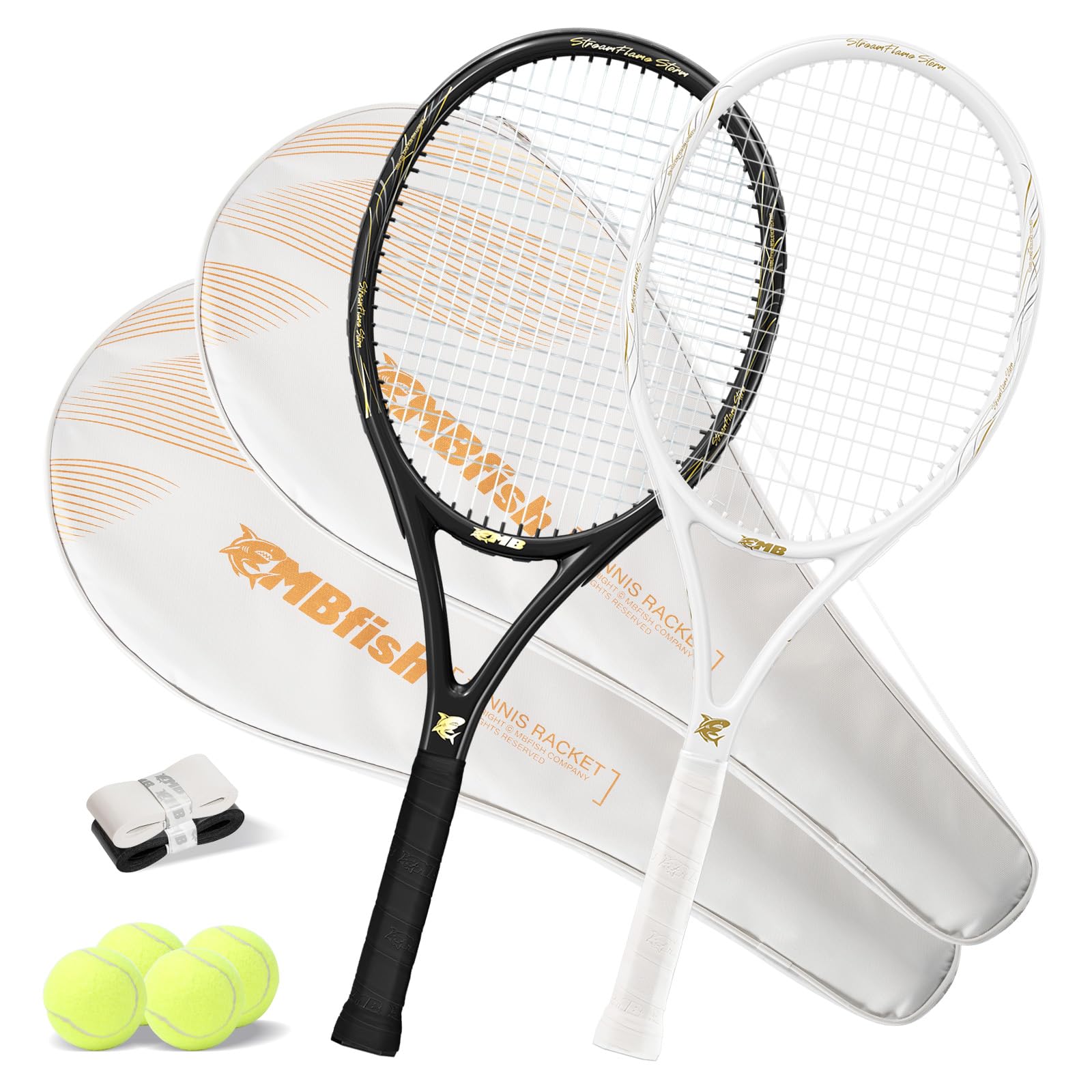 Court Theory 27-inch pro tennis racket pack with multiple rackets featuring black and yellow design and ergonomic grips.