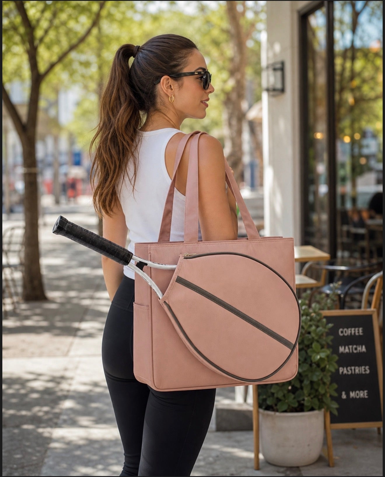 CourtTheory Tennis Pro Portable Shoulder Bag shown with multiple compartments and adjustable strap, designed for tennis players.