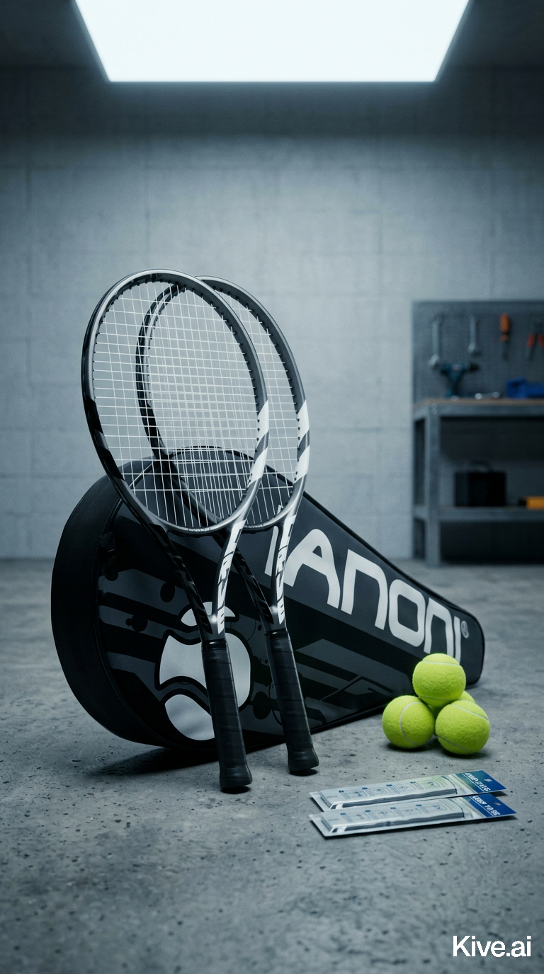 CourtTheory Pro tennis racket with a sleek black and red design, featuring a lightweight frame and ergonomic grip for enhanced play.