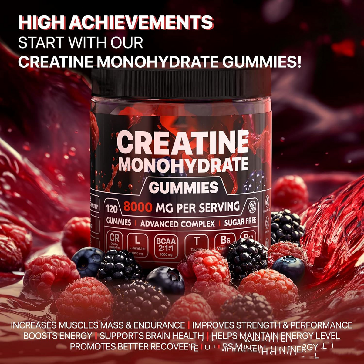 CourtTheory Muscle Boost Gummies bottle featuring colorful gummy supplements for muscle support and recovery.